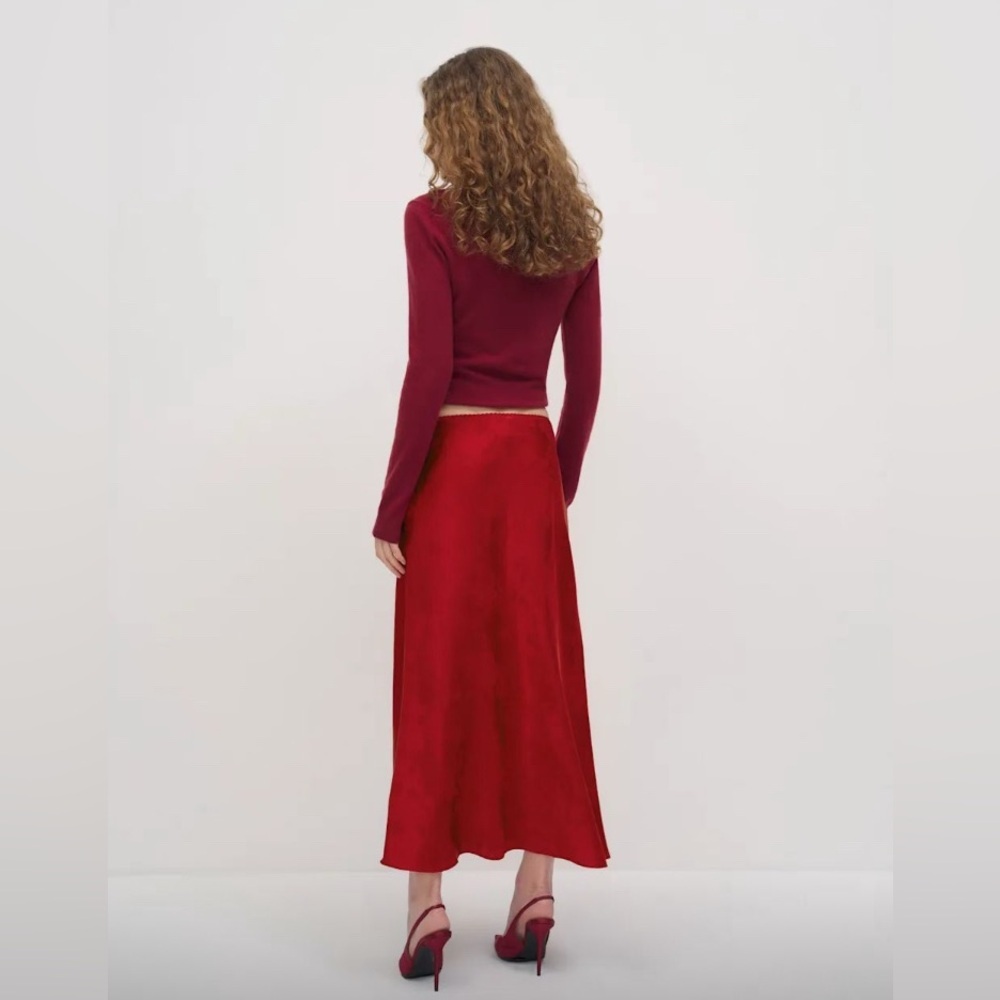 NEW Reformation Layla motif midi skirt - Seasonal – Sangre Jacquard Size 4 - Picture 4 of 12